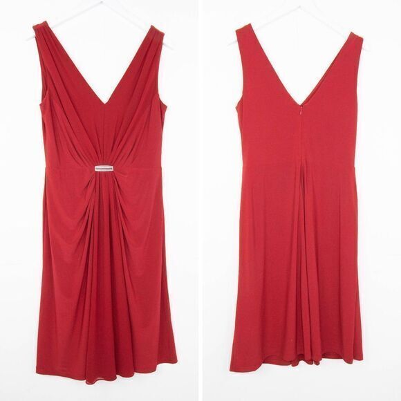 NWOT Lauren Ralph Lauren matte jersey jewel feature dress,‎ Ruby red, Size 10 - Picture 2 of 13